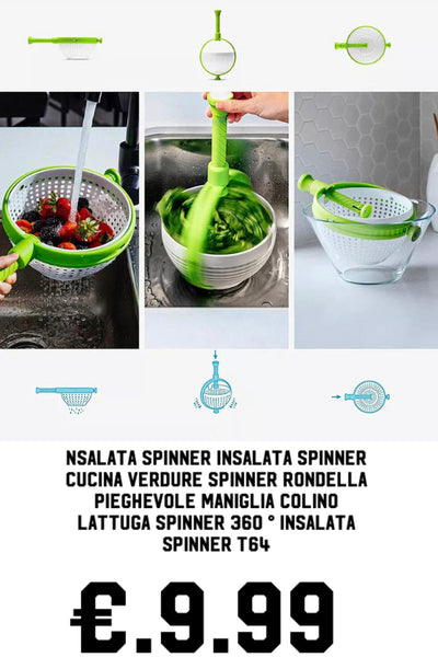 Insalata Spinner Insalata Spinner Cucina Verdure Spinner Rondella Pieghevole Maniglia Colino Lattuga Spinner 360 ° Insalata Spinner T64
