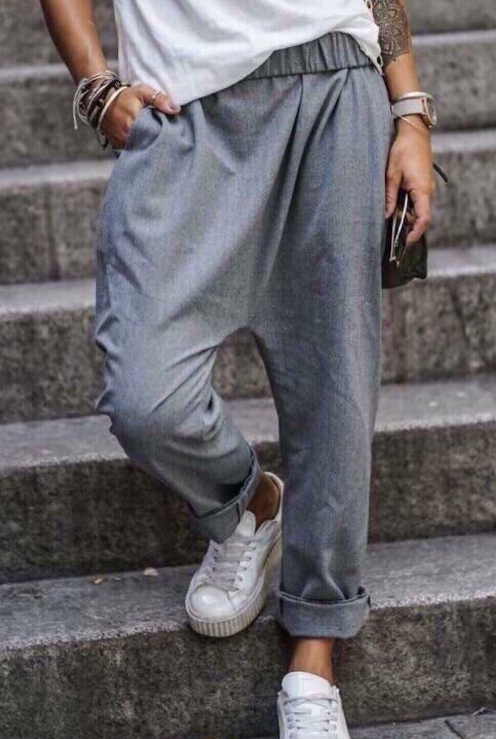 Pantaloni Felpa Cavallo Basso Pantaloni Tuta Cavallo Basso Tuta A