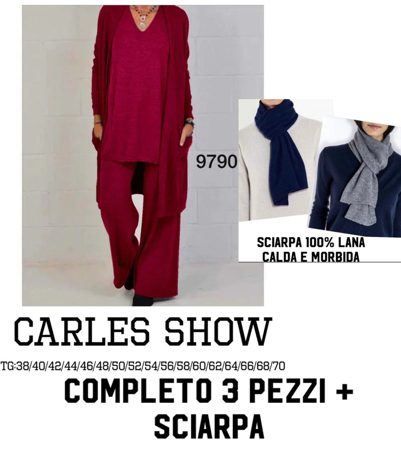 Completo cardigan, maglia e pantaloni + Sciarpa “Vitty” X5-F3/0-11