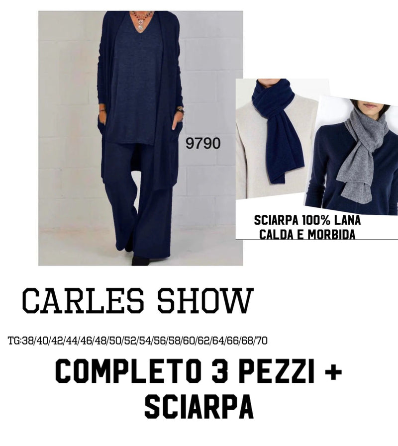 Completo cardigan, maglia e pantaloni + Sciarpa “Vitty” X5-F3/0-11