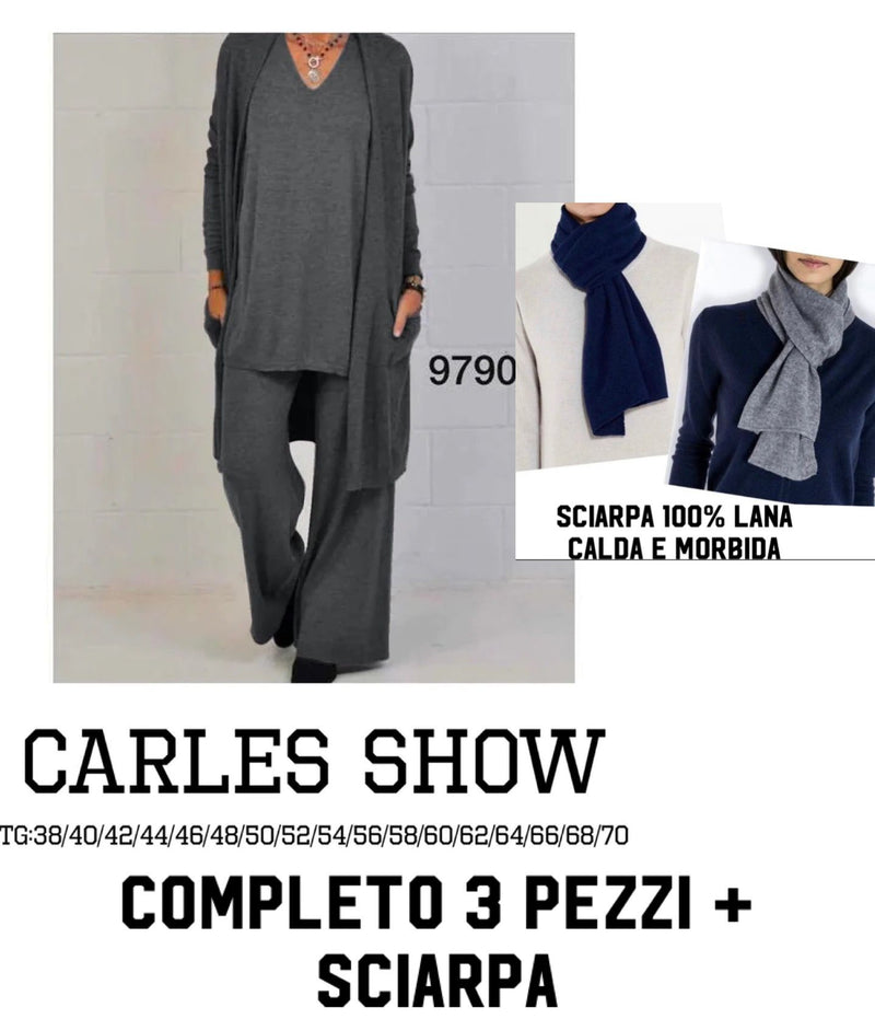 Completo cardigan, maglia e pantaloni + Sciarpa “Vitty” X5-F3/0-11