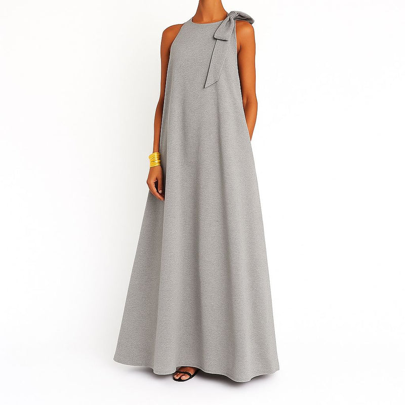 Abito Lungo Fiocco sulla Spalla – Eleganza Semplice Taglie 38–60