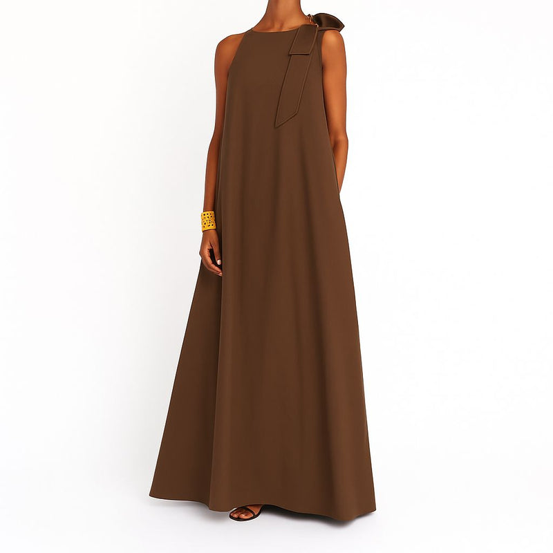 Abito Lungo Fiocco sulla Spalla – Eleganza Semplice Taglie 38–60