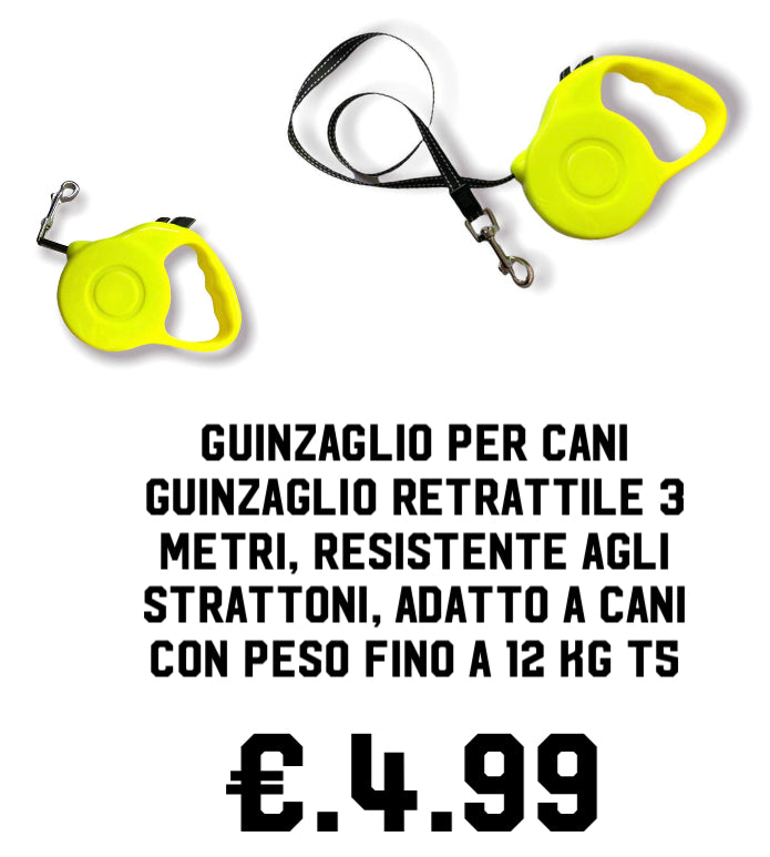 Dogremi -  Guinzaglio per Cani Guinzaglio Retrattile 3 Metri, Resistente agli Strattoni, Adatto a Cani con Peso Fino a 12 Kg T5