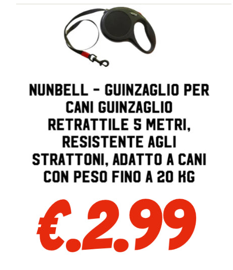 Nunbell - Guinzaglio per Cani Guinzaglio Retrattile 5 Metri, Resistente agli Strattoni, Adatto a Cani con Peso Fino a 20 Kg T8