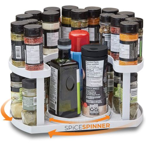 Organizer Cucina a 2 Livelli, Portaspezie E Condimenti Girevole in plastica priva di BPA P49