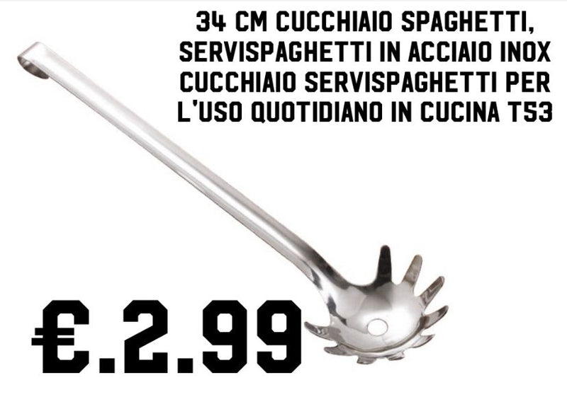 34 cm Cucchiaio Spaghetti, Servispaghetti in Acciaio Inox Cucchiaio Servispaghetti per L&