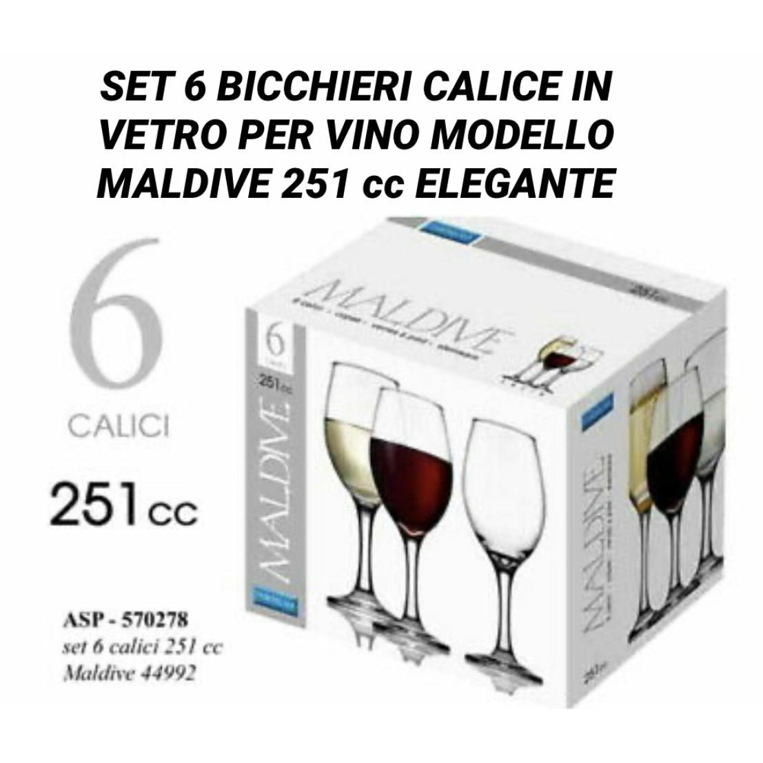 BICCHIERI IN VETRO TRASPARENTE RESISTENTE CALICI CALICE VINO 251CC – Carles  Show